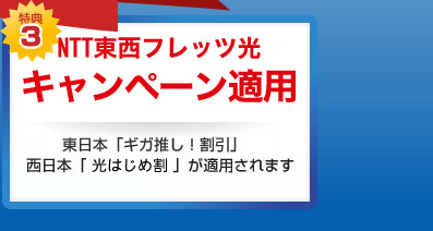特典3 NTT東西フレッツ光キャンペーン適用